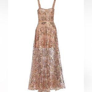 NWT Bronx and Banco Midnight Gold Sequined Gown